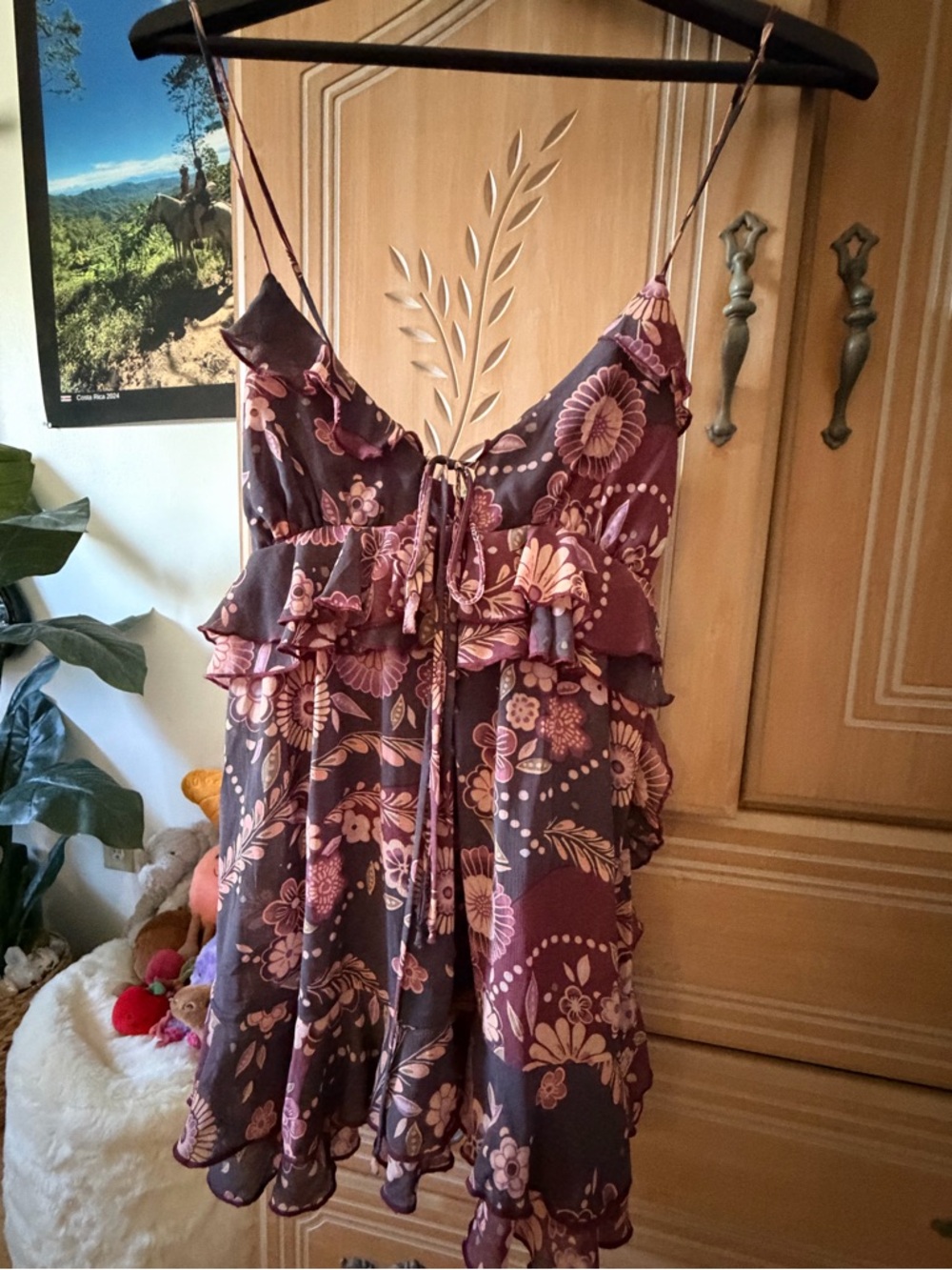 Urban Outfitters Mauve Floral Ruffle Romper